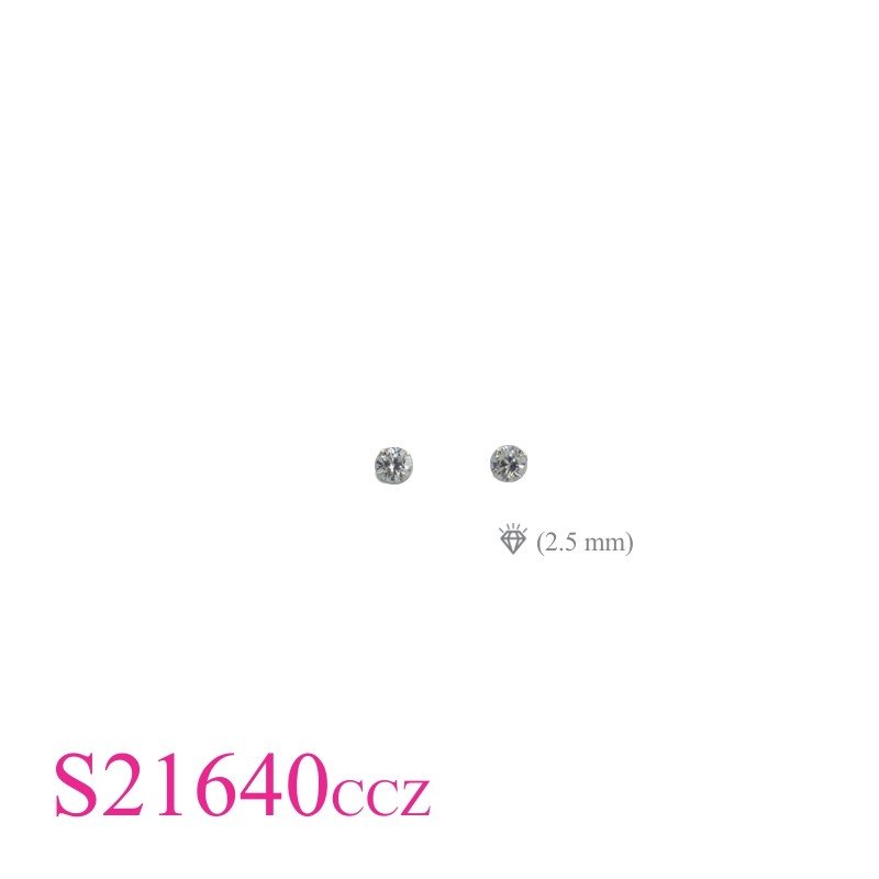 Earrings, 2.5mm CCZ.