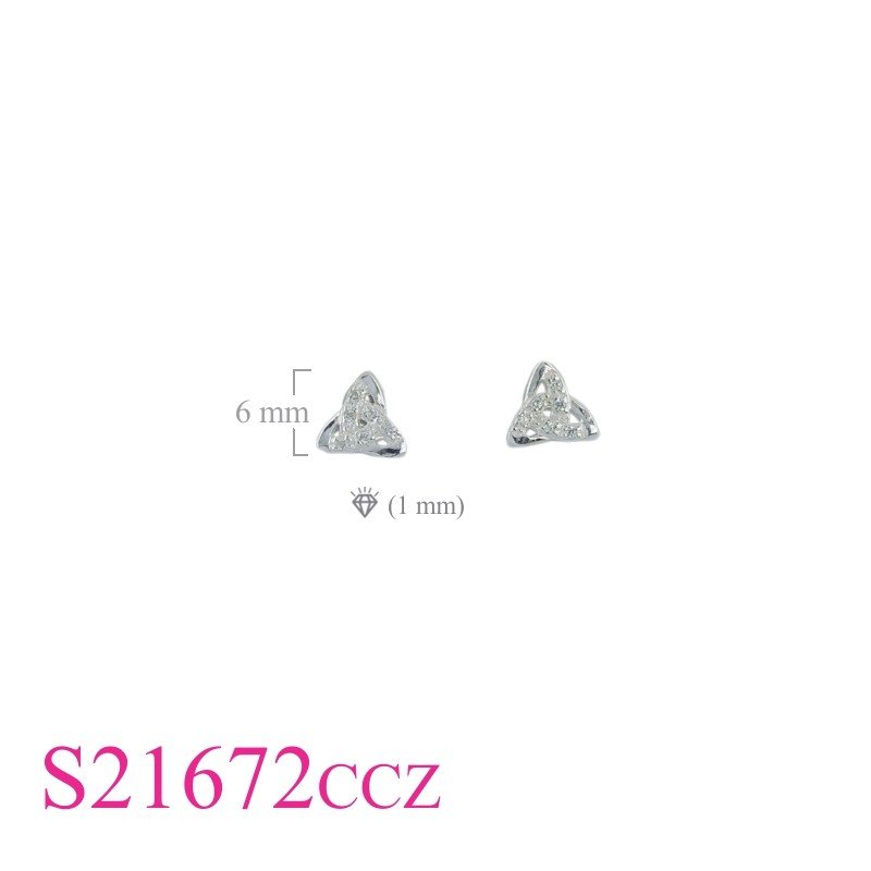 Earrings, small Trinity with CCZs.