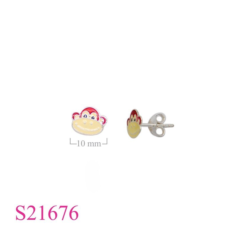 Mon Earrings, Key Earrings, enamel mon head.
