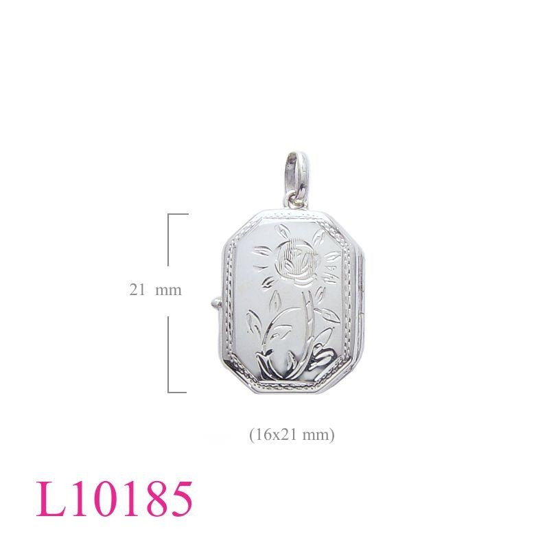 Flower Locket,  design cut angles rectangle.