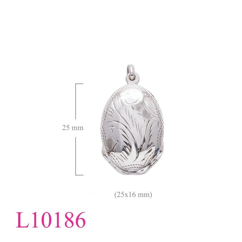 Oval Locket, 4 folds engraved puff oval.