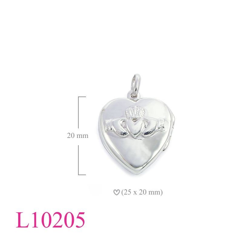 Claddagh Locket, Heart Locket, Claddagh on 20mm heart.