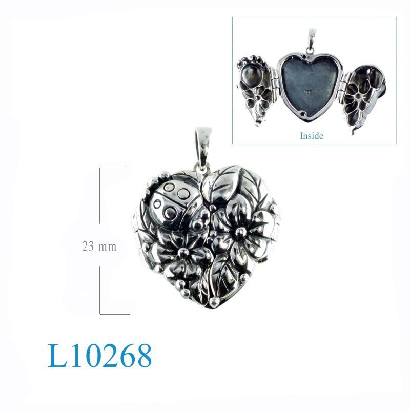 Ladybug Locket, Heart Locket, ladybug heart.