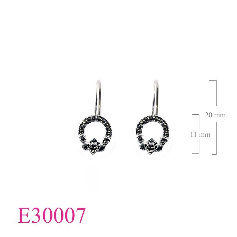 Claddagh Earrings, Marcasite Earrings, Claddagh.