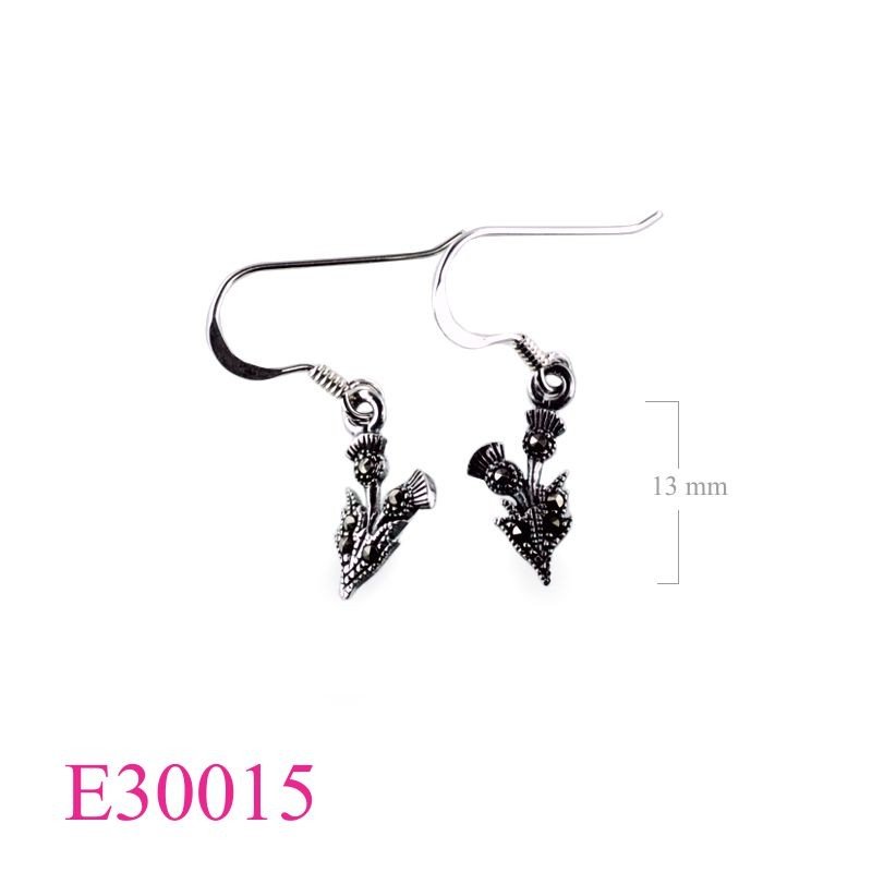 Marcasite Earrings, Thistle Earrings,  double Thistle.