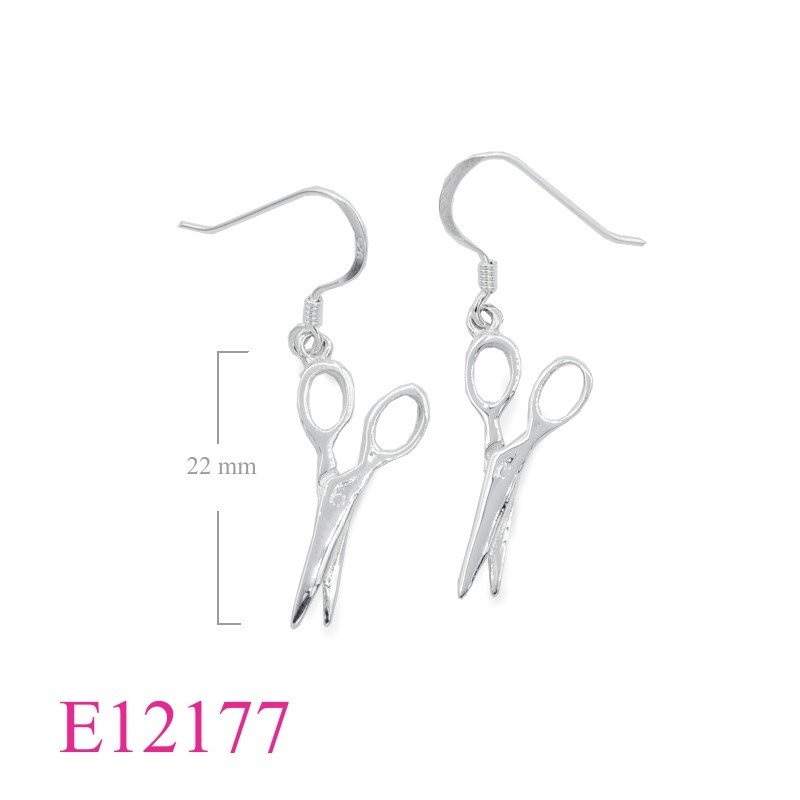 Earrings, scissors.