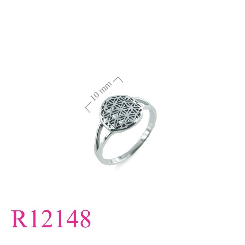 Ring, 12mm cut out Flower of life.