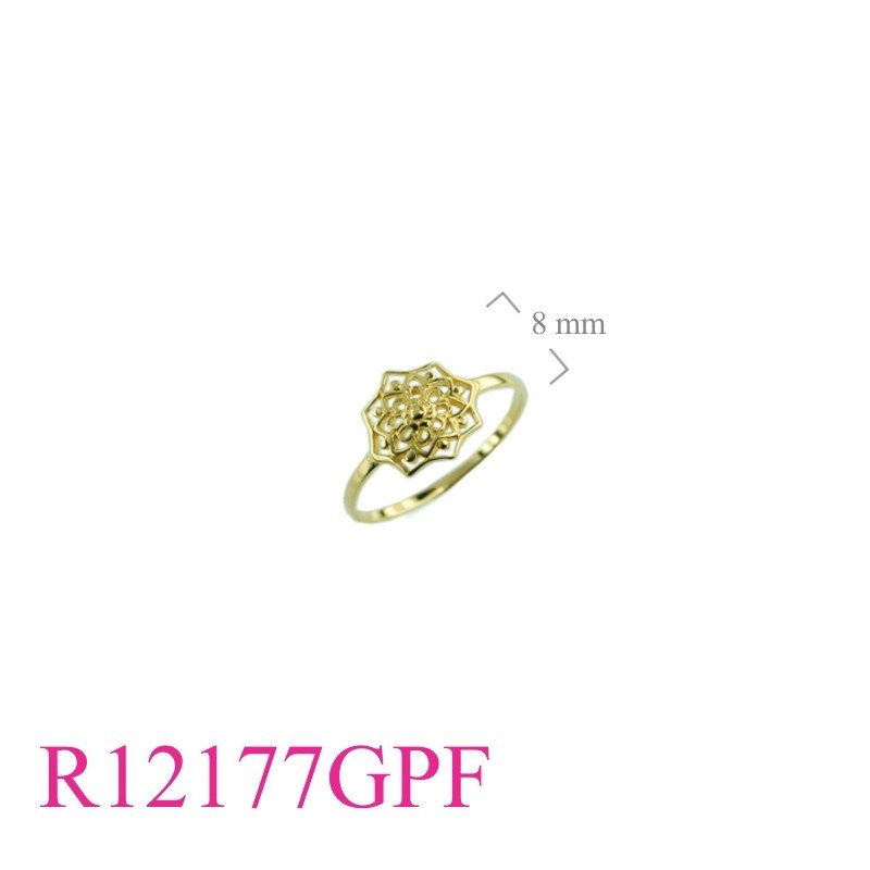 Ring, openwork design with Flash Gold plated.