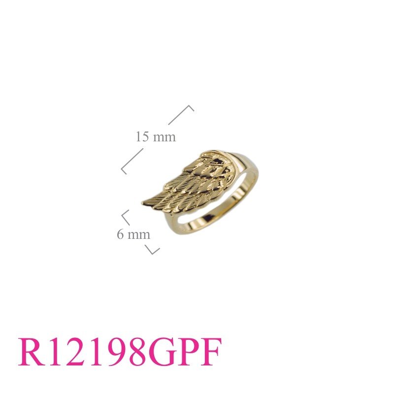 Wing Ring, Gold Plated Ring with Flash Gold plated.