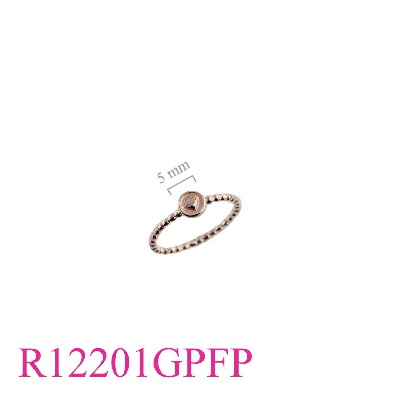 Heart Ring, Gold Plated Ring, round heart on twist wire with Flash Pink Gold plated.