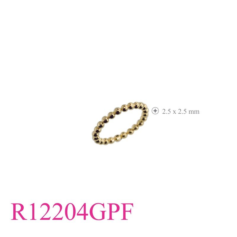 Ring, 2.5mm balls with Flash Gold plated.