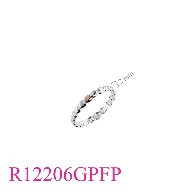Heart Ring, small hearts with one Flash Pink Gold plated.
