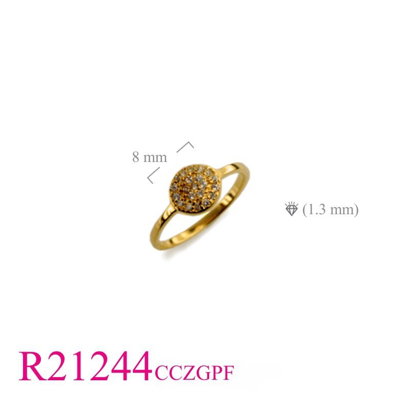 Gold Plated Ring, CZ Ring, Flash Gold plated round with small CCZs.