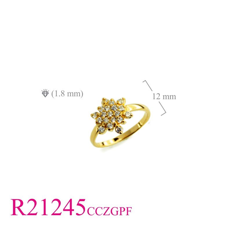 "Gold Ring, CZ Ring, Snowflake  Ring, snowflake and small CCZs with Flash Gold plated."