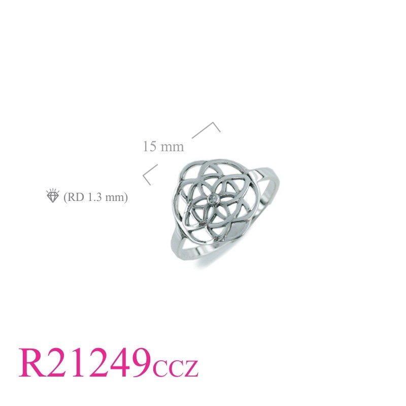 Flower Of Life Ring, CZ Ring, openwork Flower of life with small CCZ.