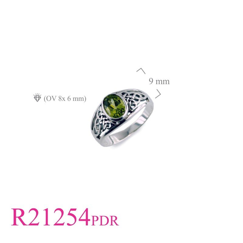 Ring, Celtic and oval Real Peridot stone.