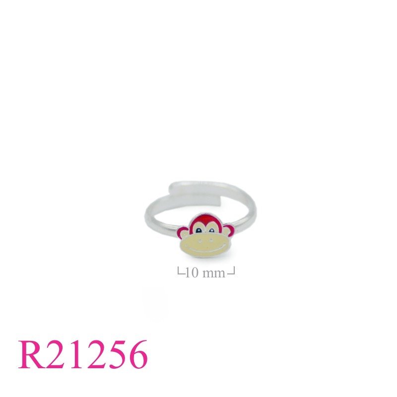 Monkey ring, monkey head with enamel.