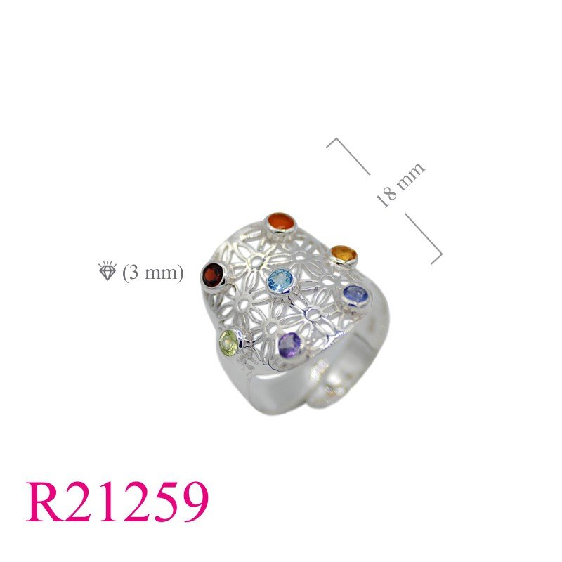 Flower Of Life Ring, Chakra Ring, Flower of life free size with 7 colours Chakra stones.
