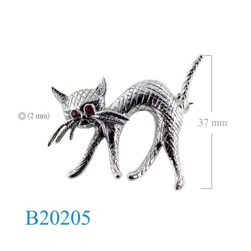Brooch, frightening cat with Ruby Glass eyes.