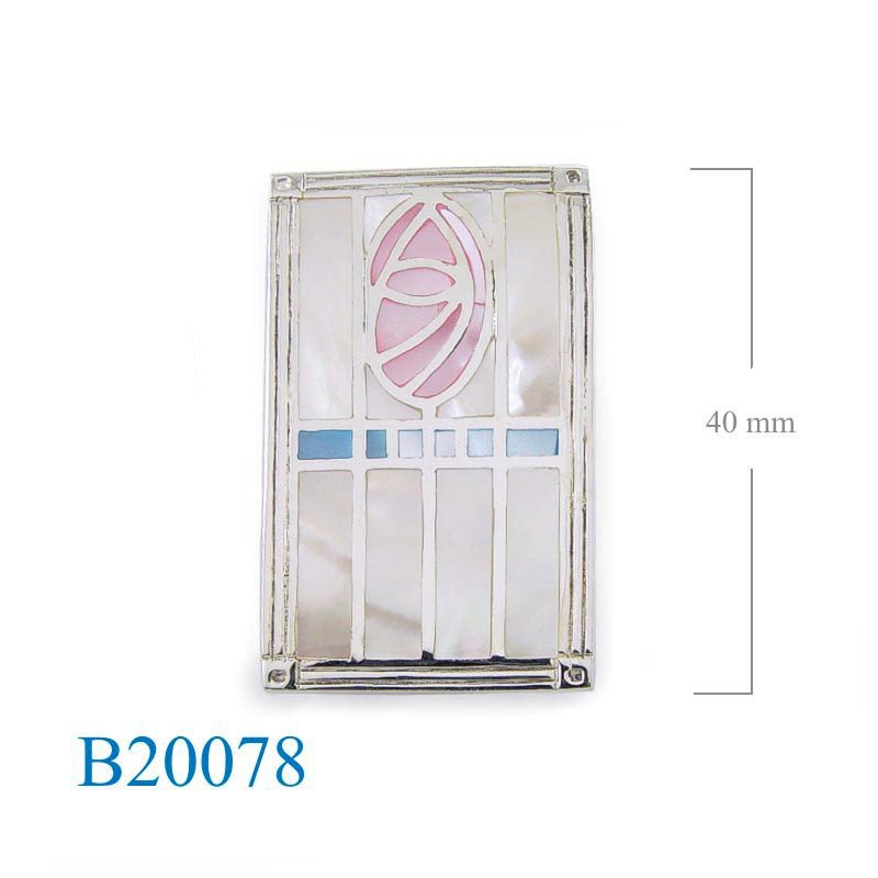 Brooch, rectangle Mackintosh rose.