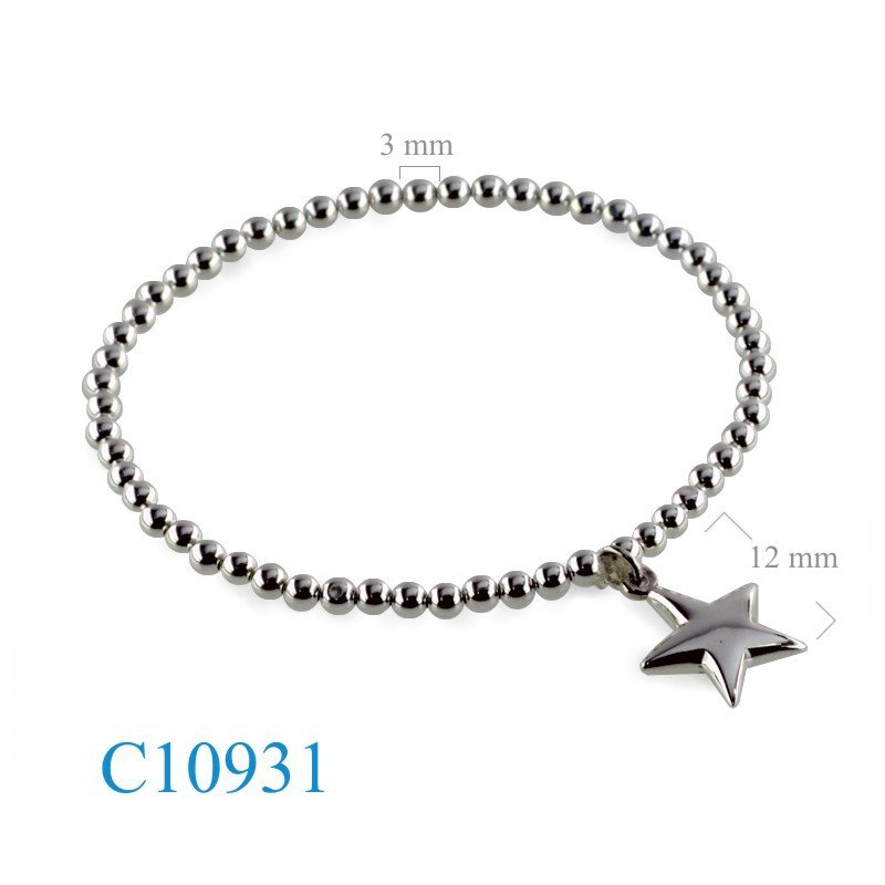 Bracelet, 3mm balls elastic and 10mm puff star.