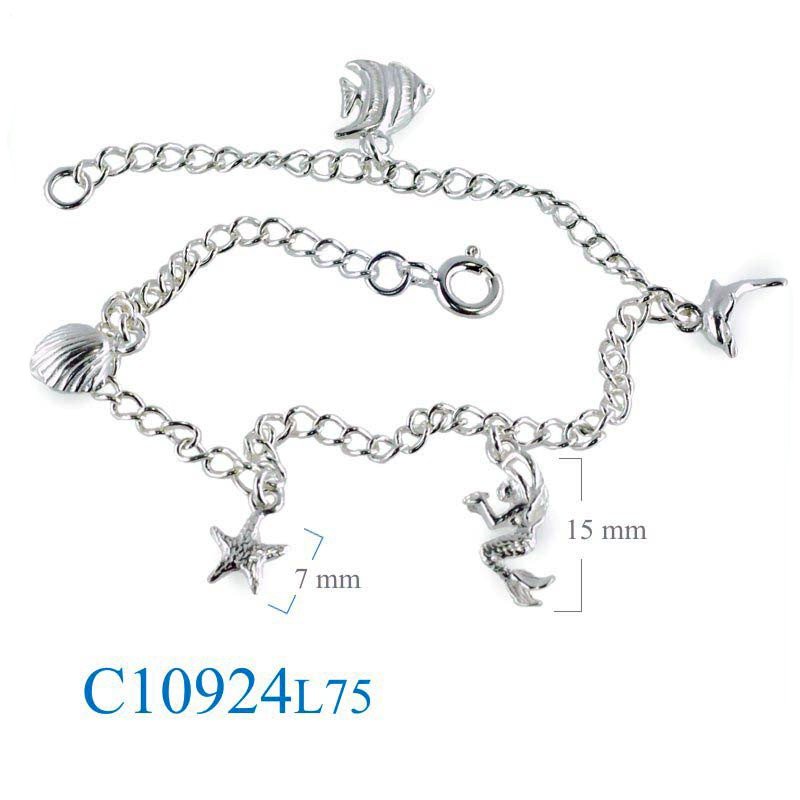 Bracelet, 7.5 inches chain and hanging 5 sea lives.