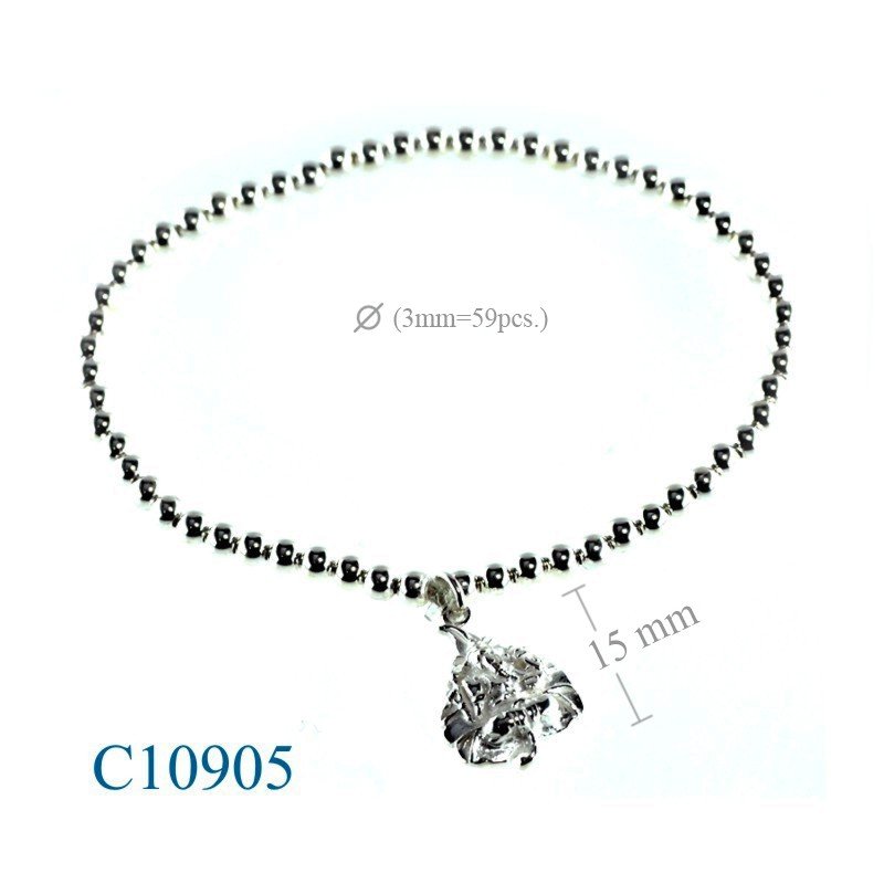 Bracelet, 3mm balls elastic string and hanging Hindu God charm.