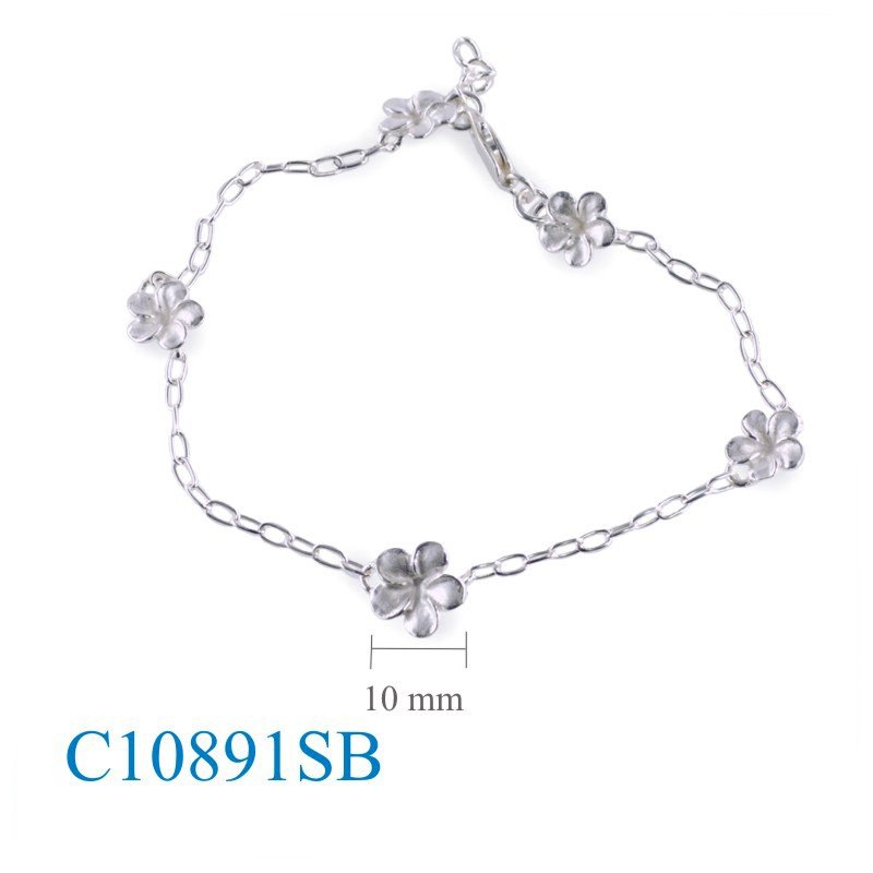 Bracelet, 5 pcs. 8mm sandblast champac flowers.
