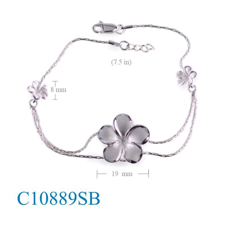 Bracelet, 21mm and  2 pieces 8mm sandblast champac flowers.