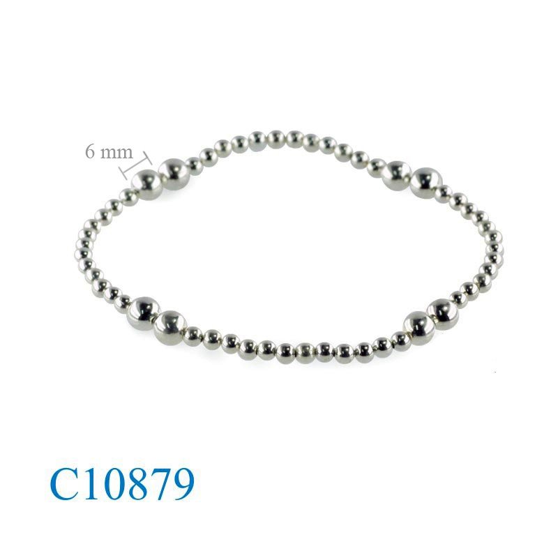 Bracelet, ball chain with elastic string.