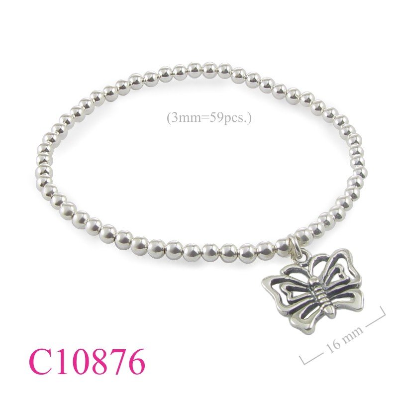 Butterfly Bracelet, elastic ball chain and butterfly.