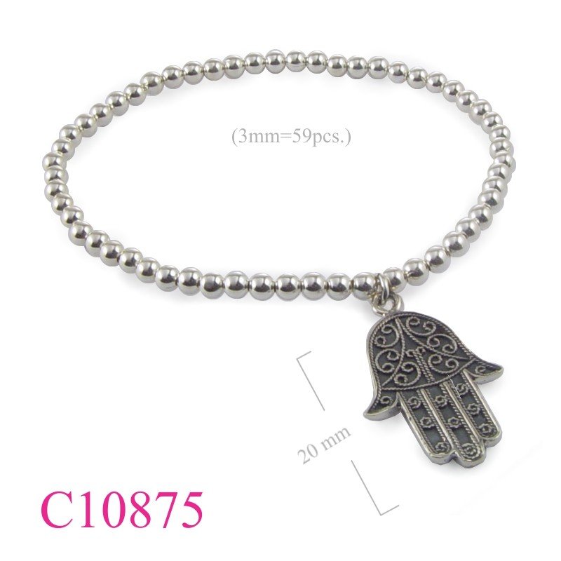 Fatima Bracelet, elastic ball chain and Fatima hand.