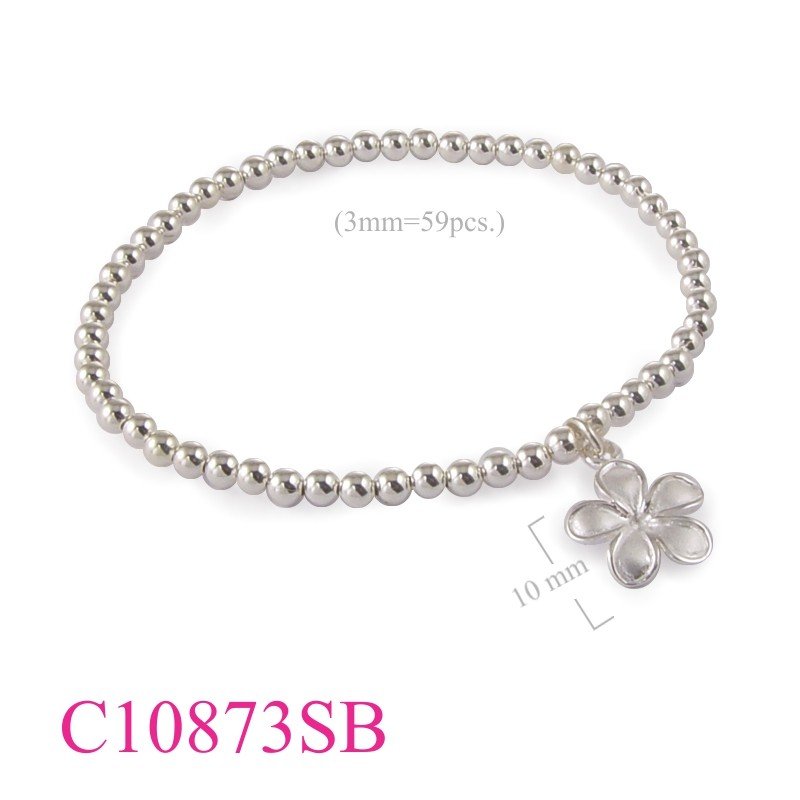 Flower Bracelet, Plumeria Bracelet, elastic ball chain and sandblast.