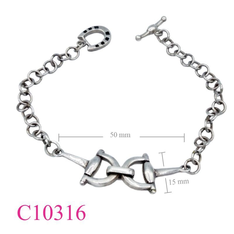 Bracelet, 2 horse stirrups design.