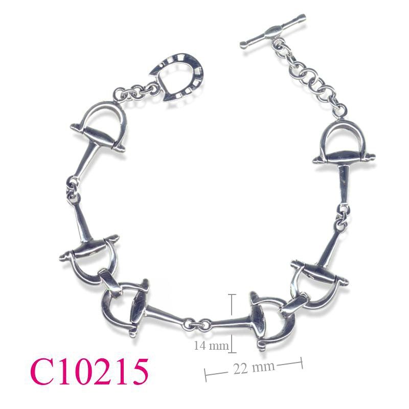 Bracelet, 7.5 inches 6 horse bits design.