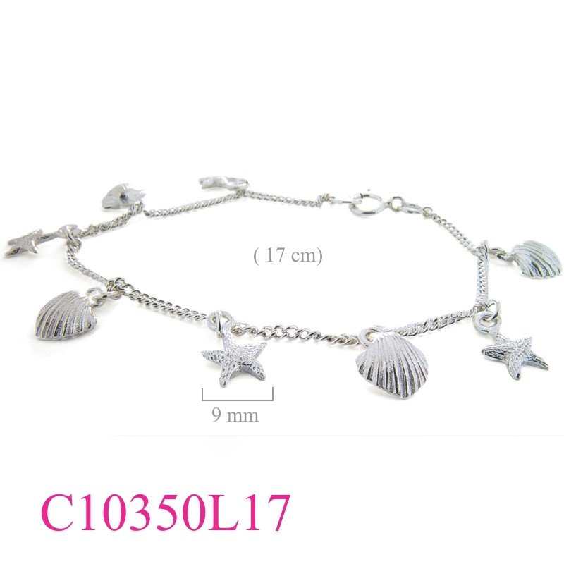 Beach Bracelet, 17 cm. chain hanging star fish, shells.