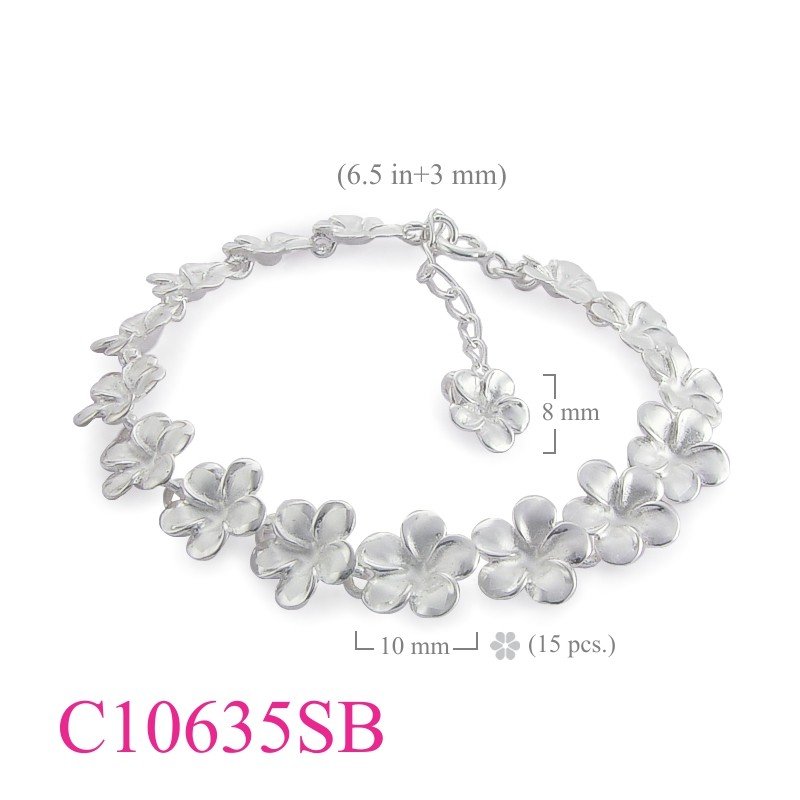 Bracelet, 16 Champac flowers with sandblast.