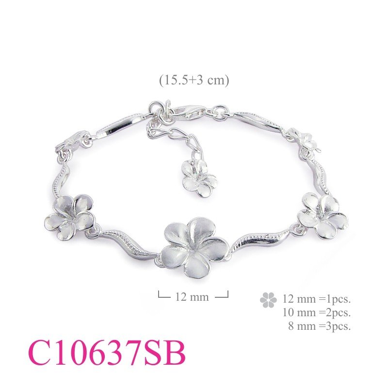Bracelet, 5+1 sandblast champac flowers.