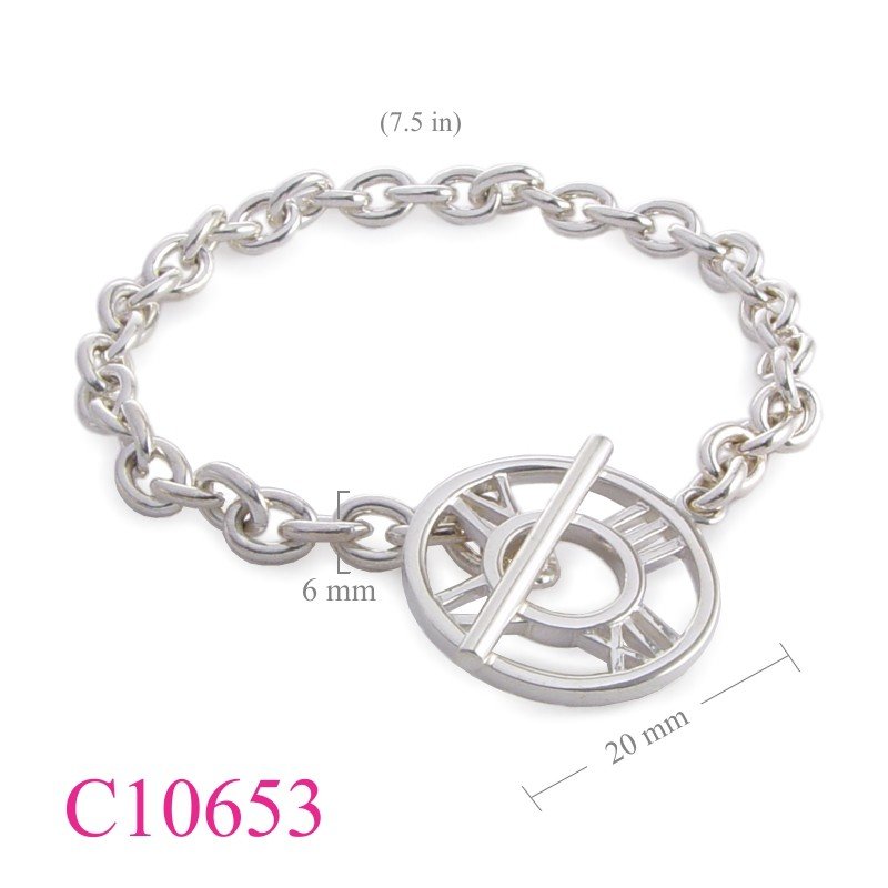 Bracelet, 7.5 inches chain round Roman number toggle.