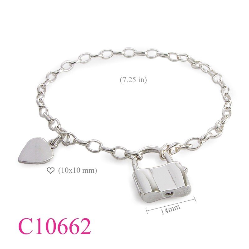 Heart Bracelet, Padlock Bracelet, Lock Bracelet