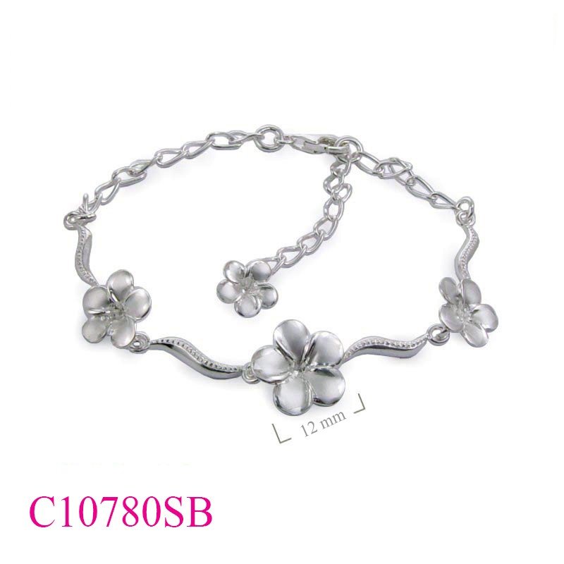 Flower Bracelet, 7.5+1.5 inches 3+1 sandblast champac flowers.
