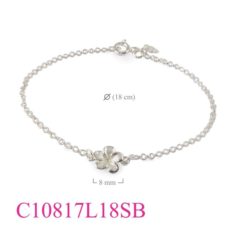 Flower Bracelet, 18 cm rollo chain and 6 and 8mm sandblast champac flowers.