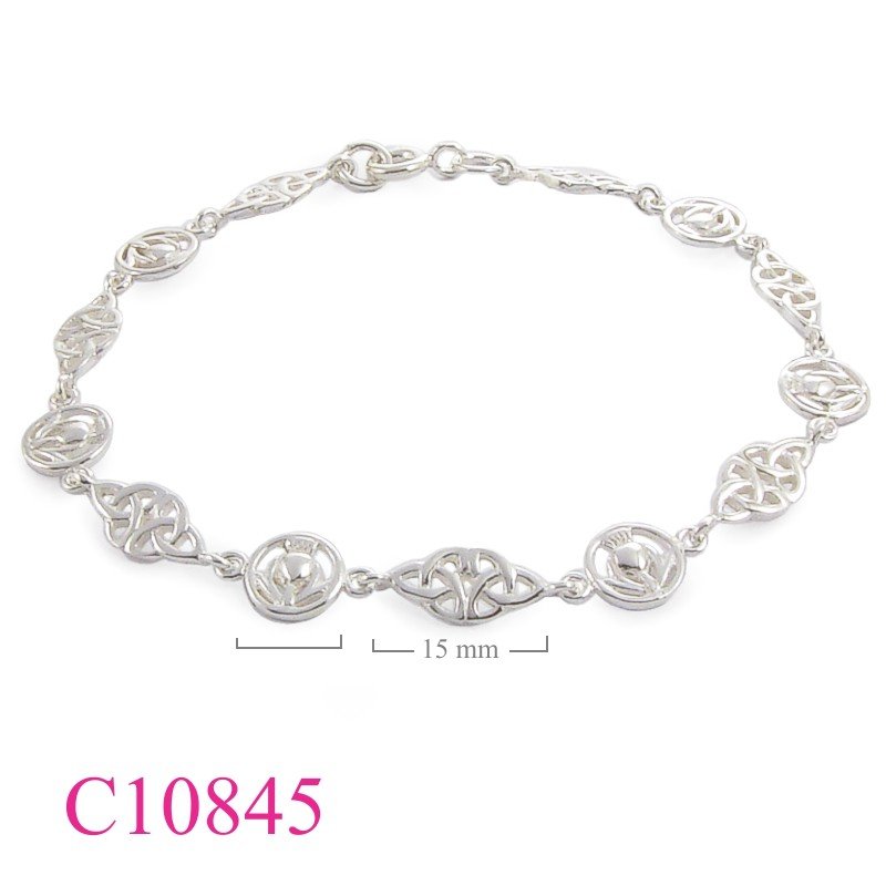 Thistle Bracelet, 7.5 inches Thistle and double Trinity design.