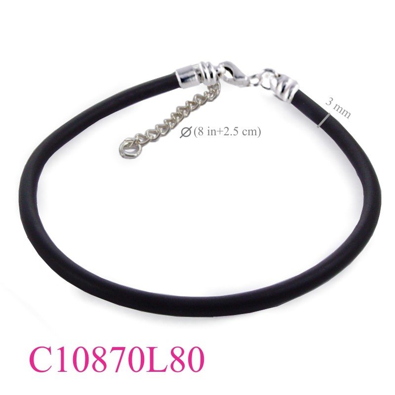 Bracelet, 8 inches 3mm rubber string screw able end.