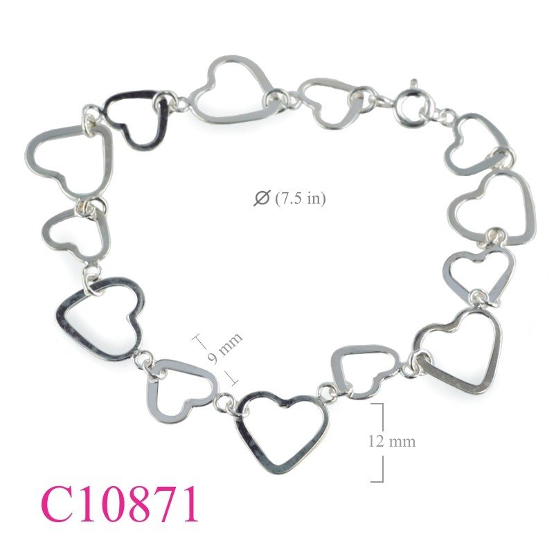 Bracelet, big + small opened hearts.