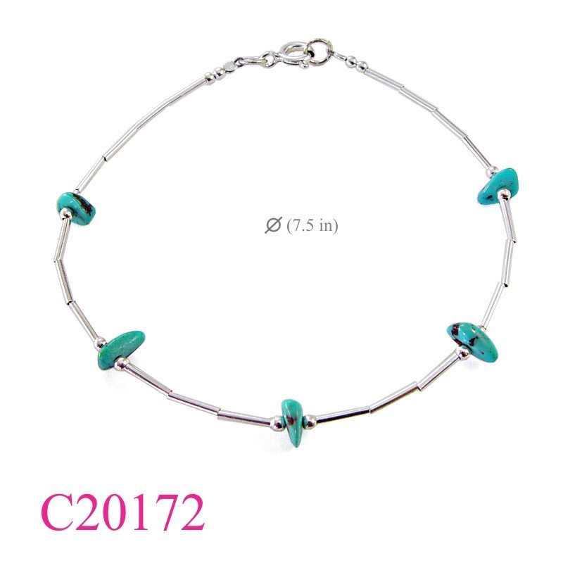 Bracelet, stone chips and silver tubs.
