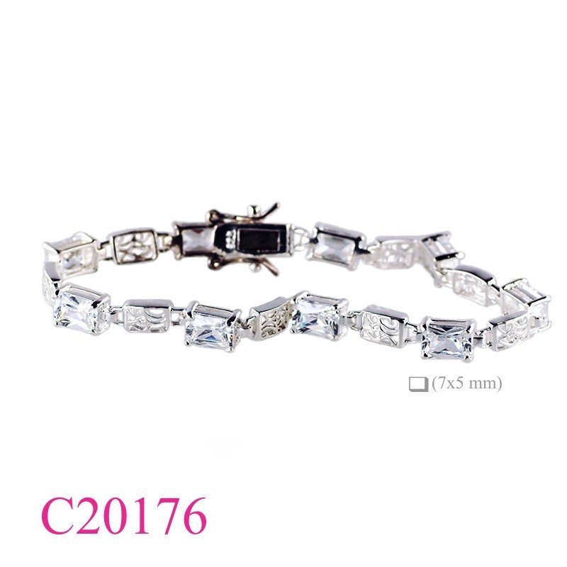 Bracelet, cut out design with 7x5mm rectangular stones.