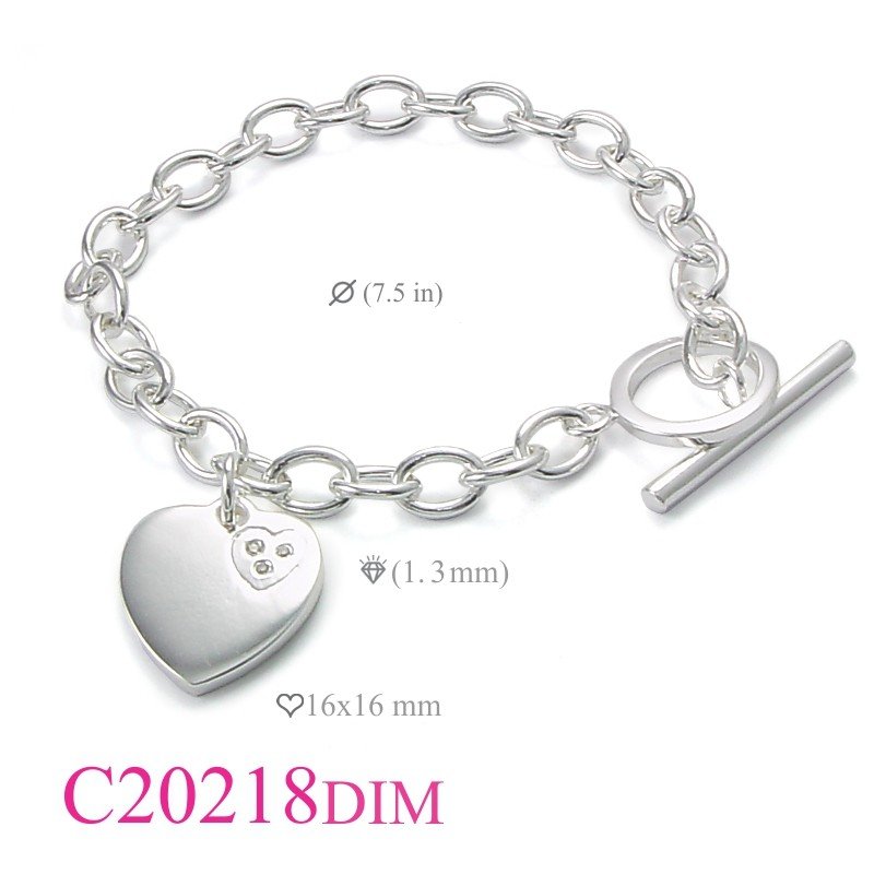 Heart Bracelet, 3 Real Diamond  with t-lock.