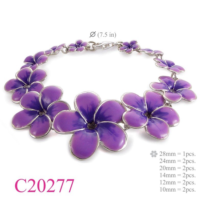 Flower Bracelet, 11 champac flowers enamel.