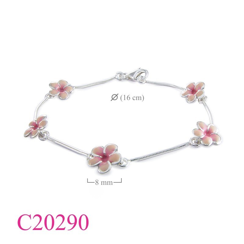 Flower Bracelet, 5 small champac flower enamel.